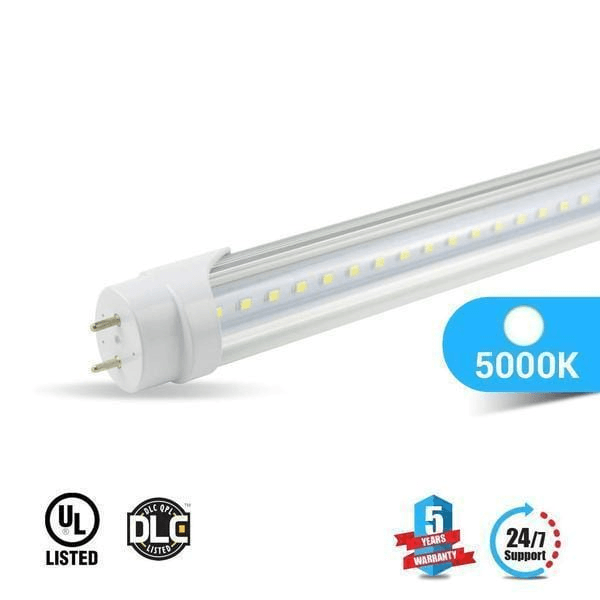 T8 4ft 22W LED Tube 3000 Lumens 5000K Clear Single Ended Power