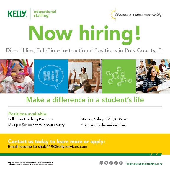 DIRECT HIRE Full-Time Teaching Positions in Polk County Schools!!!