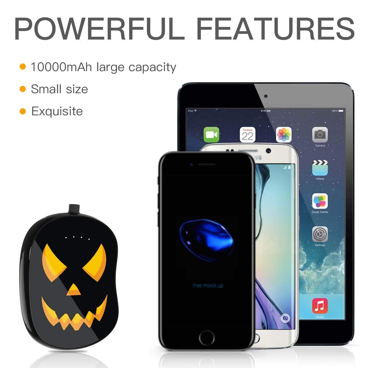 Portable 10000mAh Charger Power Bank, for iPhone, iPad, Samsung and Galaxy