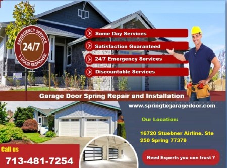 24*7 Garage Door Spring Repair Services $25.95 77379 Spring TX