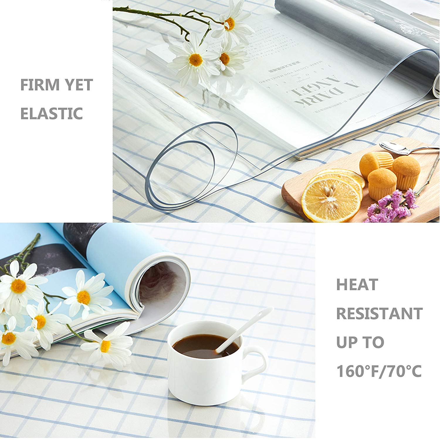 ETECHMART Clear PVC Table Protector 24 x 60 Inches