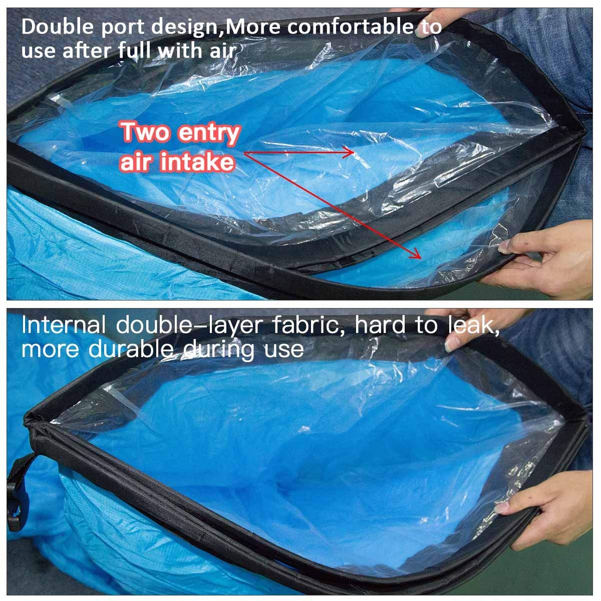 Inflatable Lounger Nylon Waterproof Durable Foldable with Carry Bag for Indoor