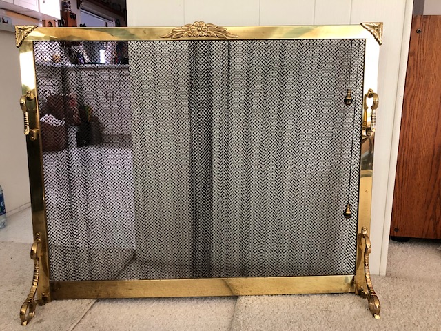 Pennysaver Beautiful Vintage Brass Fireplace Screen And Tools And Iron Fire Basket In Orange California Usa