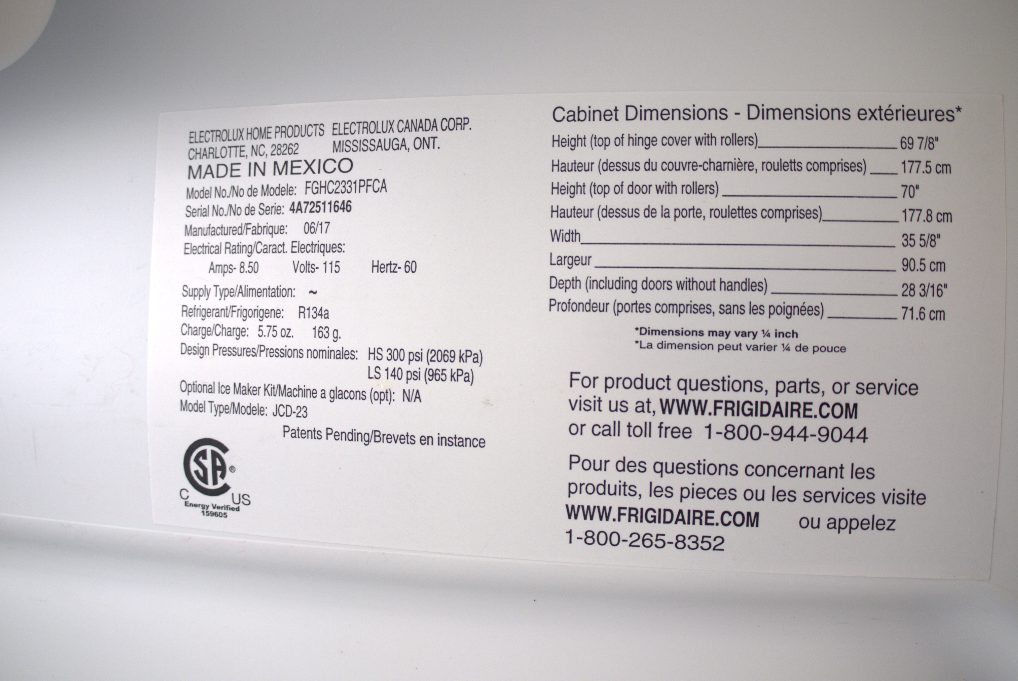 Pennysaver Frigidaire Gallery Fghc2331pf Refrigerator Used Covered Under Extended Warranty In Rockland New York Usa