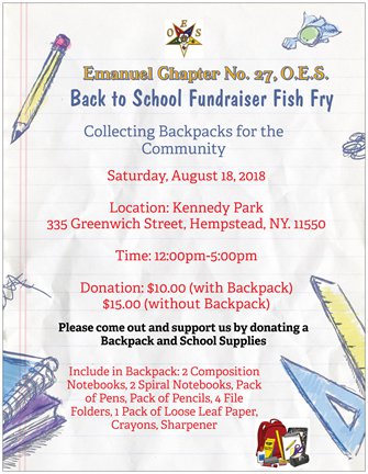 Backpack Back to School Fish Fry Fundraiser