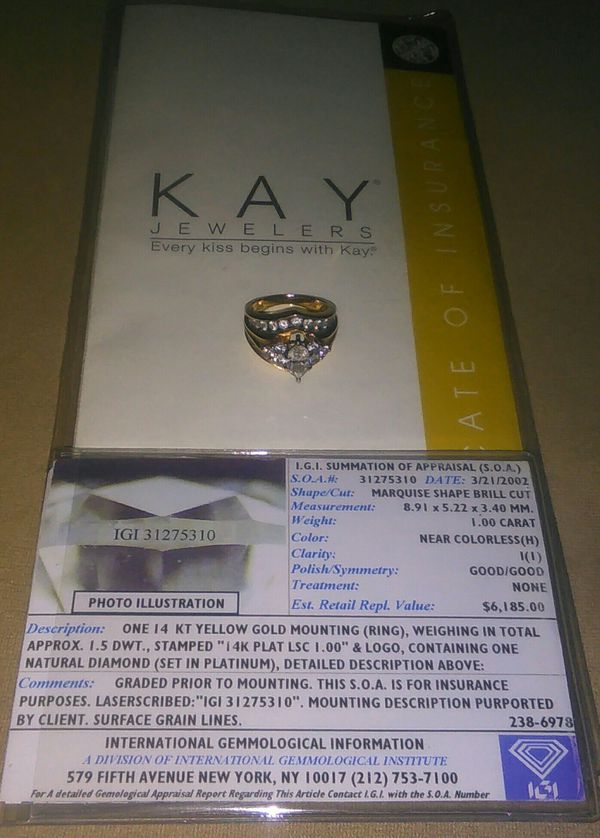 14 kt gold set in Platinum 1/and half carats