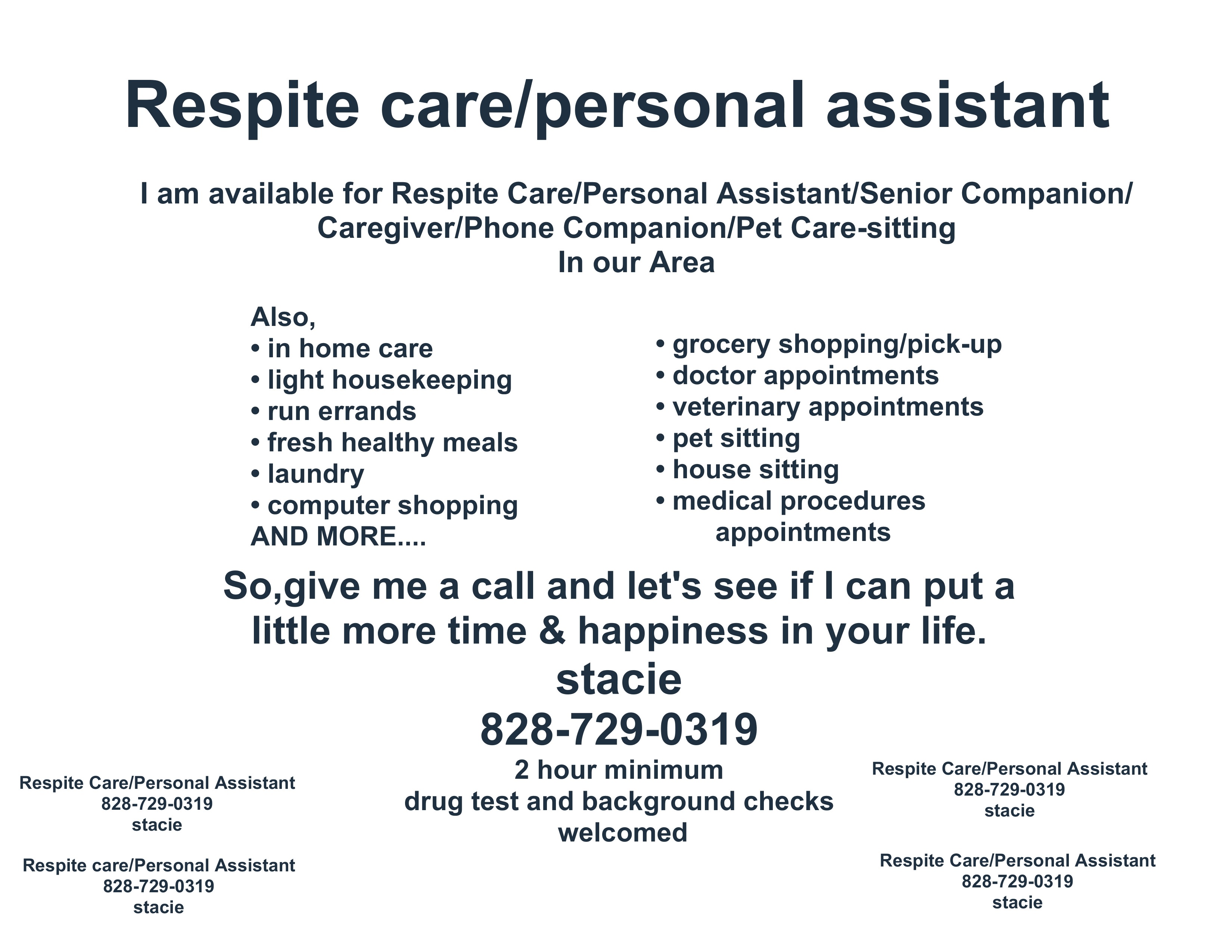 RESPITE CARE/PERSONAL ASSISTANT