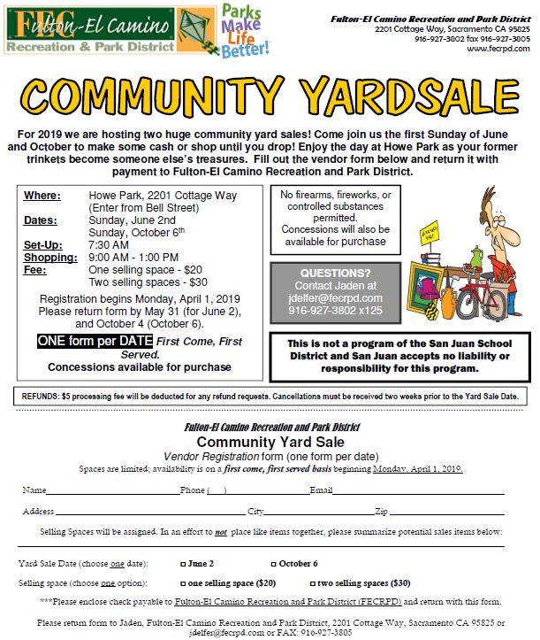 Huge Community Yard Sale at Howe Park October 6th
