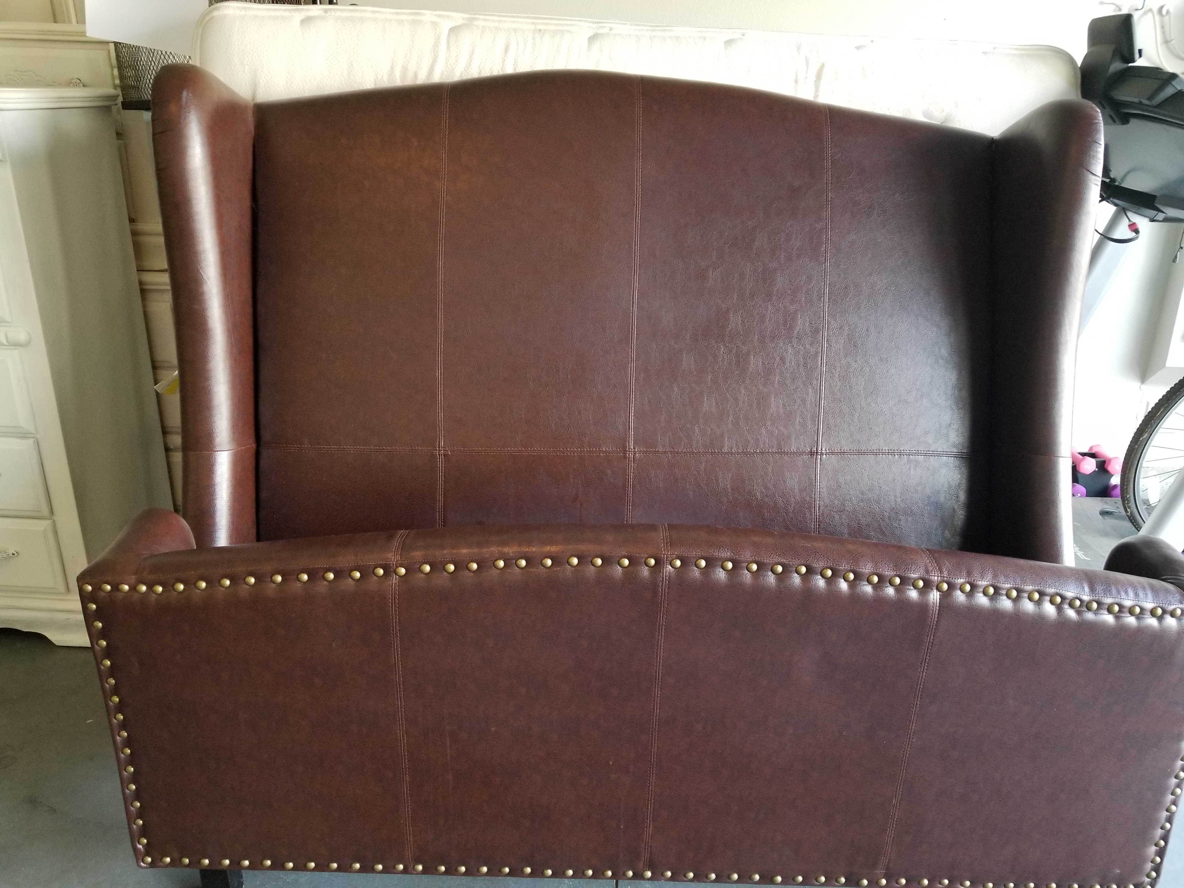 Leather Bed Frame and Mattress Set (Queen)