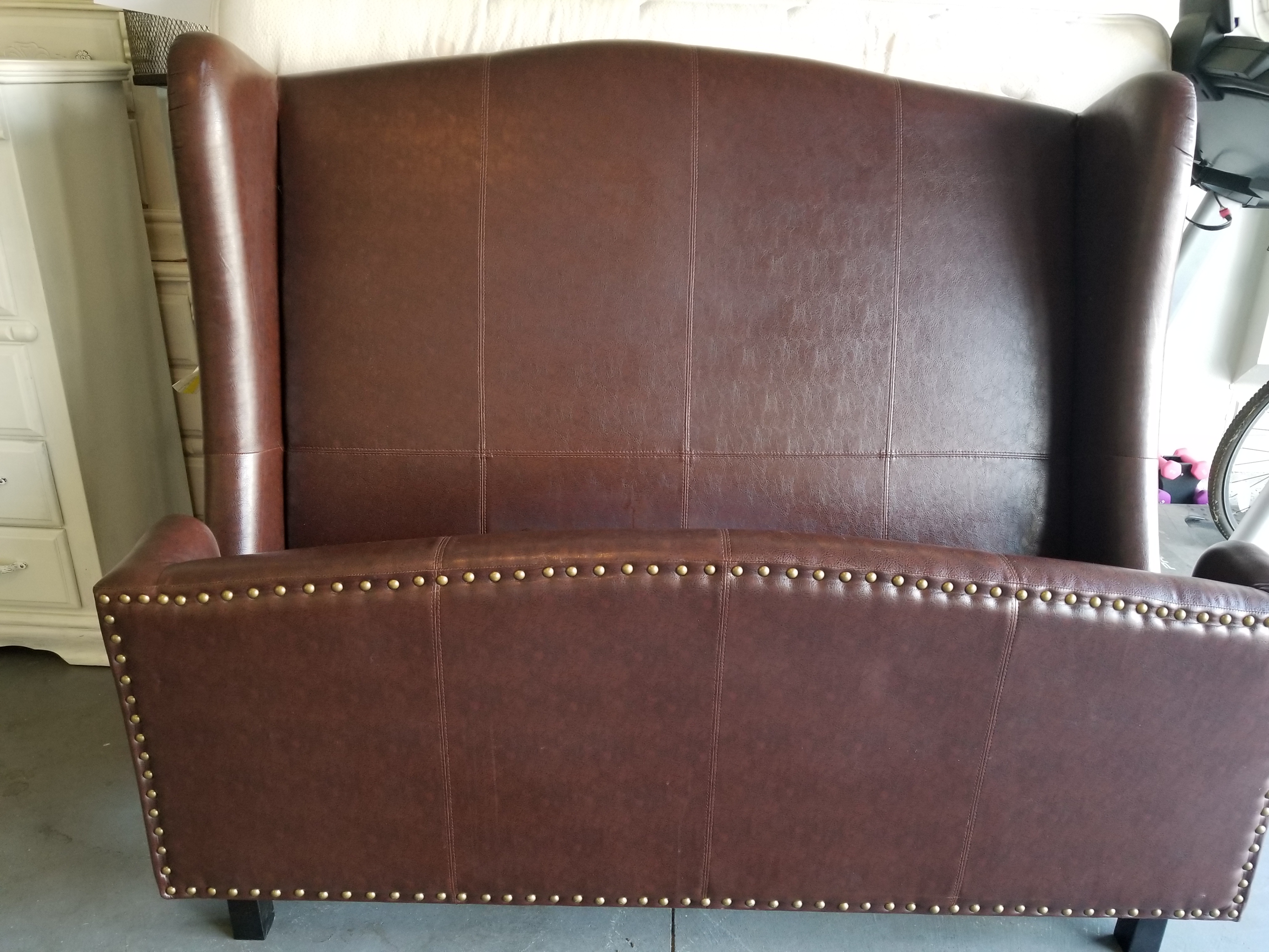 Leather Bed Frame and Mattress Set (Queen)