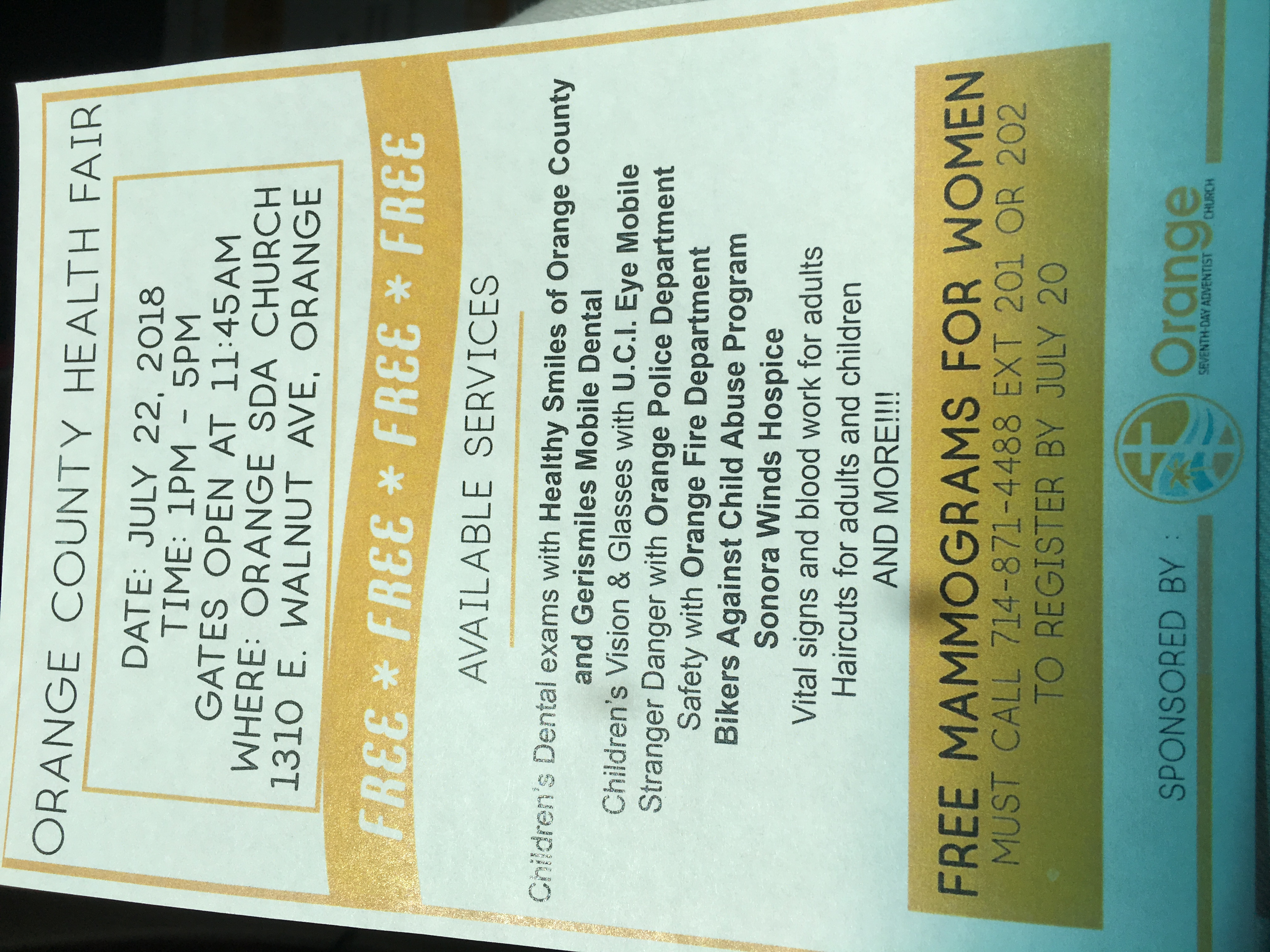 FREE OC Health Fair TODAY 1-5pm