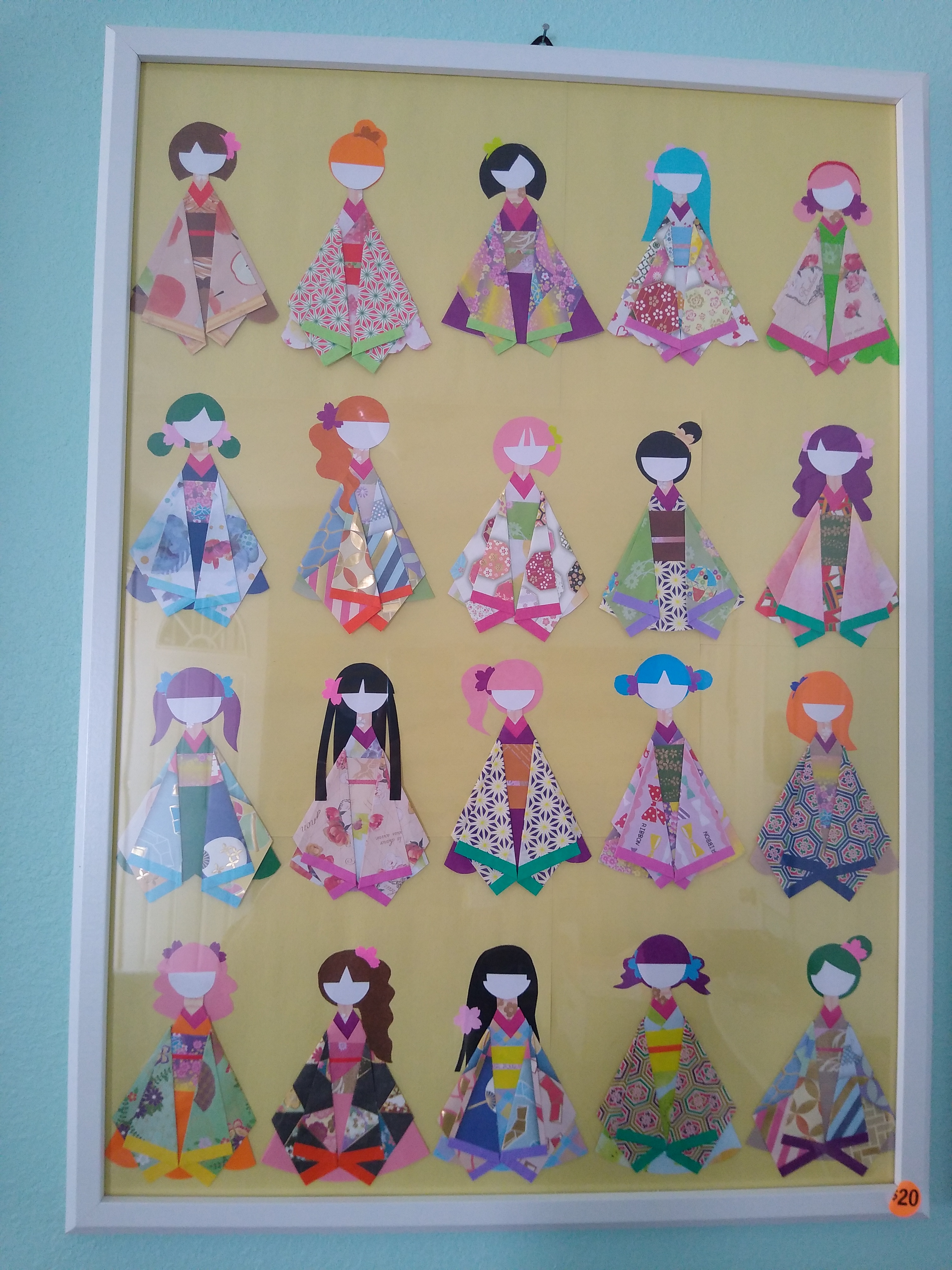 $20 Handmade origami kimono dolls
