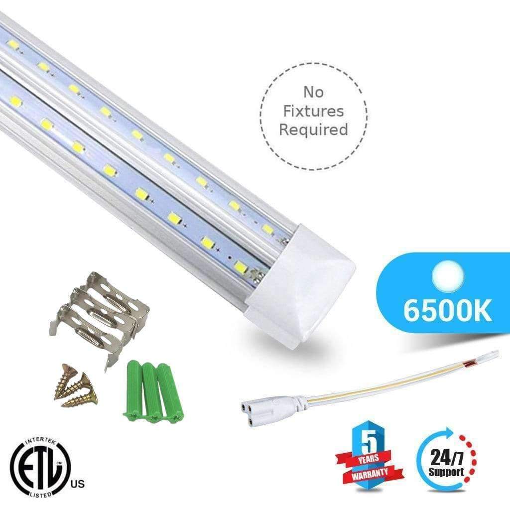 T8 8ft V Shape LED Tube 60W Integrated 6500k Clear