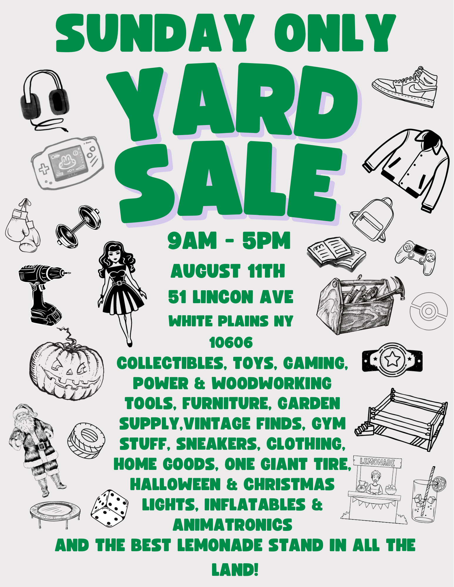 SUNDAY ONLY - GARAGE SALE - WHITE PLAINS NY