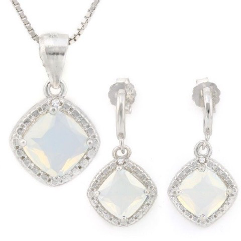 JUMBO 1/2 CARAT CREATED FIRE OPAL & DIAMOND 925 STERLING SILVER