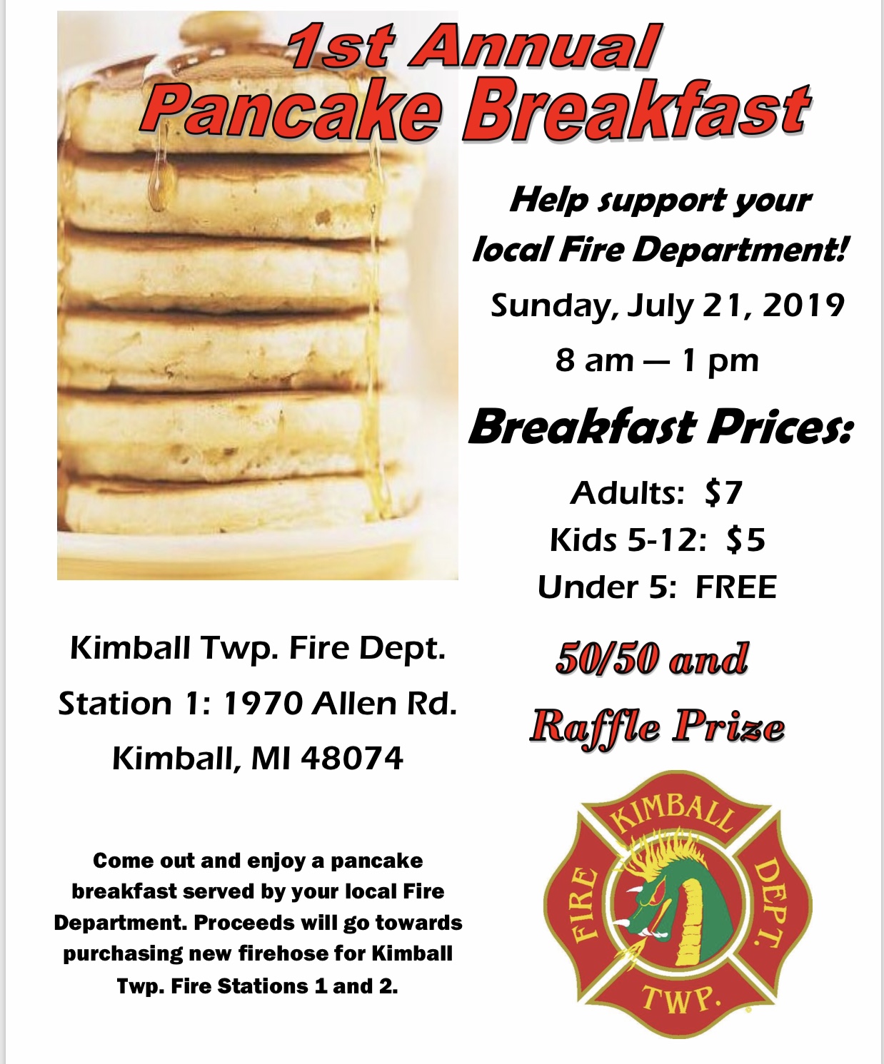 Kimball Township Fire Department's 1st Annual Pancake Breakfast