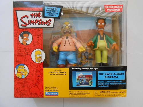 THE SIMPSONS DIORAMA THE KWIK-E-MART PLAYMATES WITH GRAMPA AND APU FIGURES