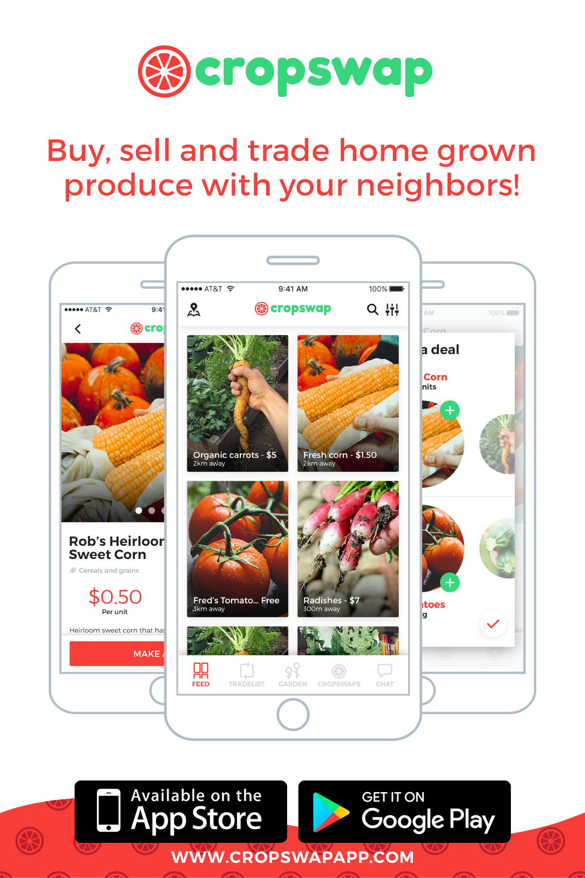 Cropswap new app. buy, sell and trade locally grown food