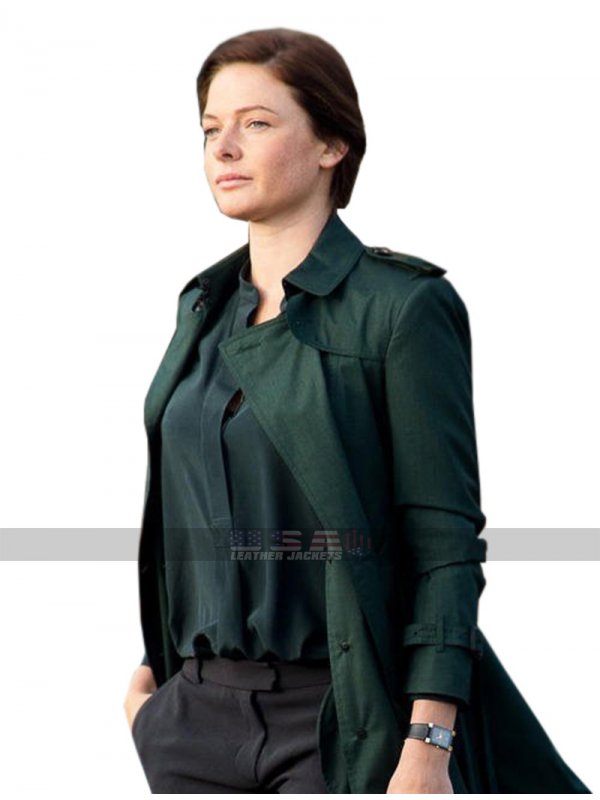 Ilsa Faust Mission Impossible 5 Rebecca Ferguson Green Wool Coat