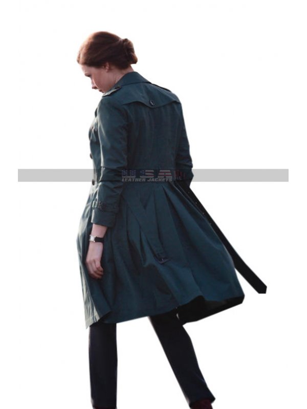 Ilsa Faust Mission Impossible 5 Rebecca Ferguson Green Wool Coat