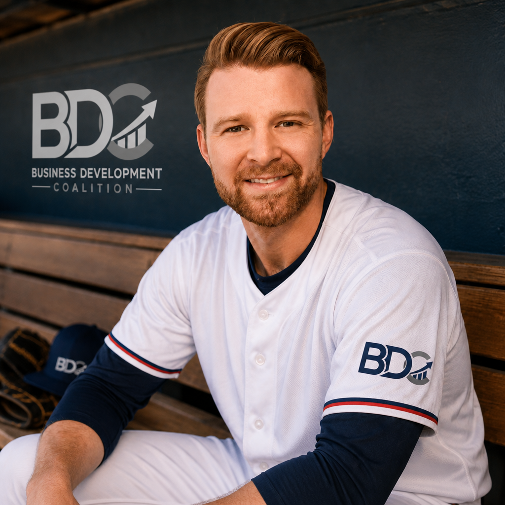 James Buckley in BDC baseball jersey