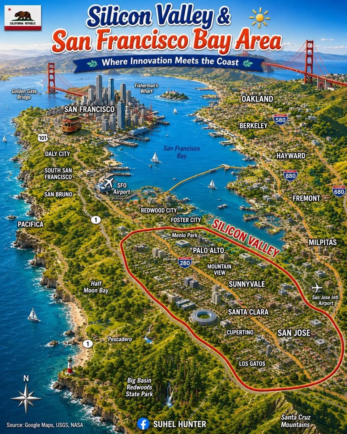 Map of Silicon Valley service area