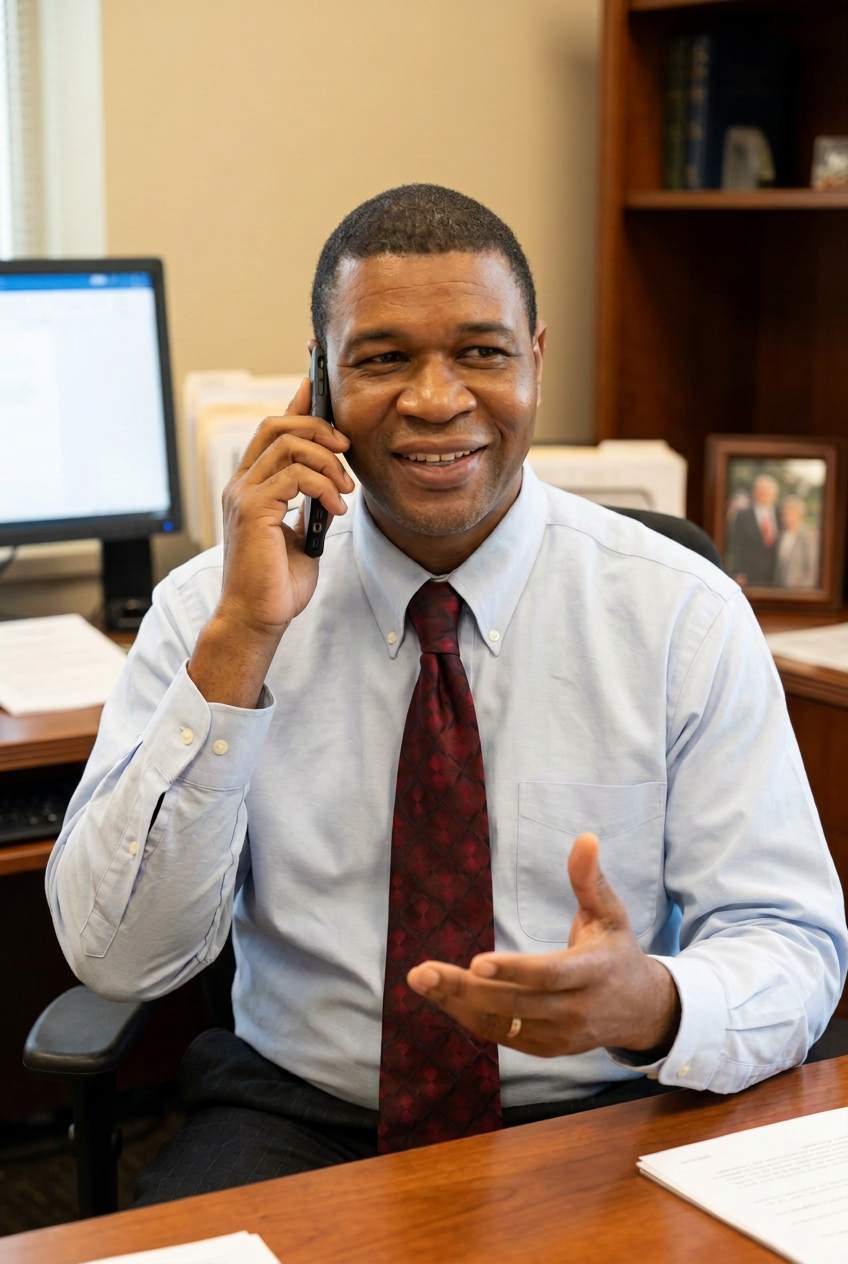Shawn Eckles in the office
