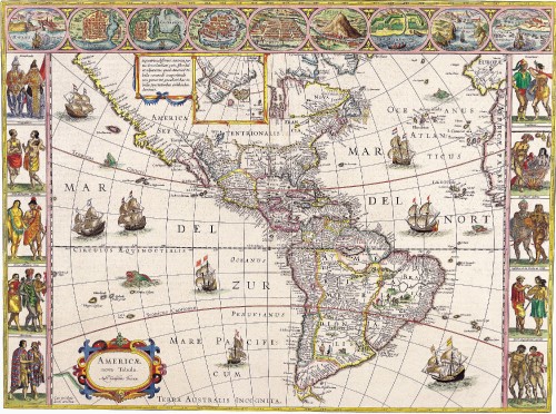 Antique Maps of the WorldThe AmericasWillem Blaeuc 1650