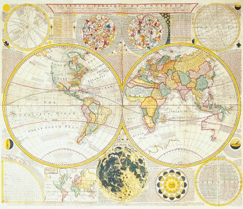 Antique Maps of the WorldDouble Hemisphere World MapSamuel Dunnc 1780