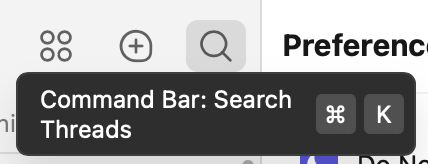 A tooltip for a magnifying-glass icon. The tooltip says “Command Bar: Search Threads”.