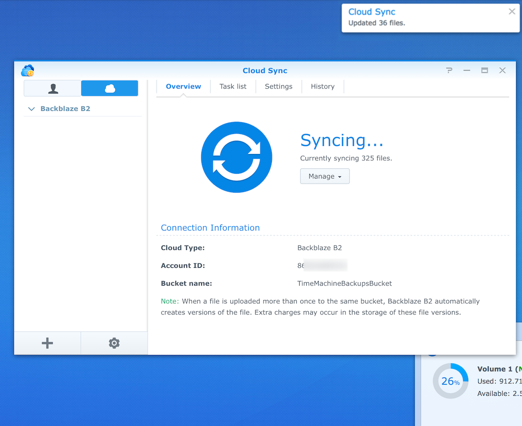 synology backblaze backup