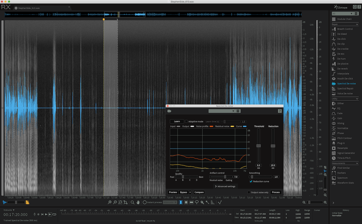 Spectral Denoise in iZotope RX 6