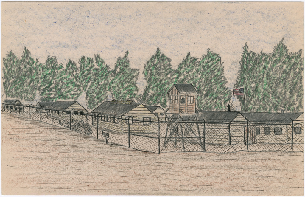 ddr-densho-392-7 — Drawing of the military camp at Tanforan Assembly ...