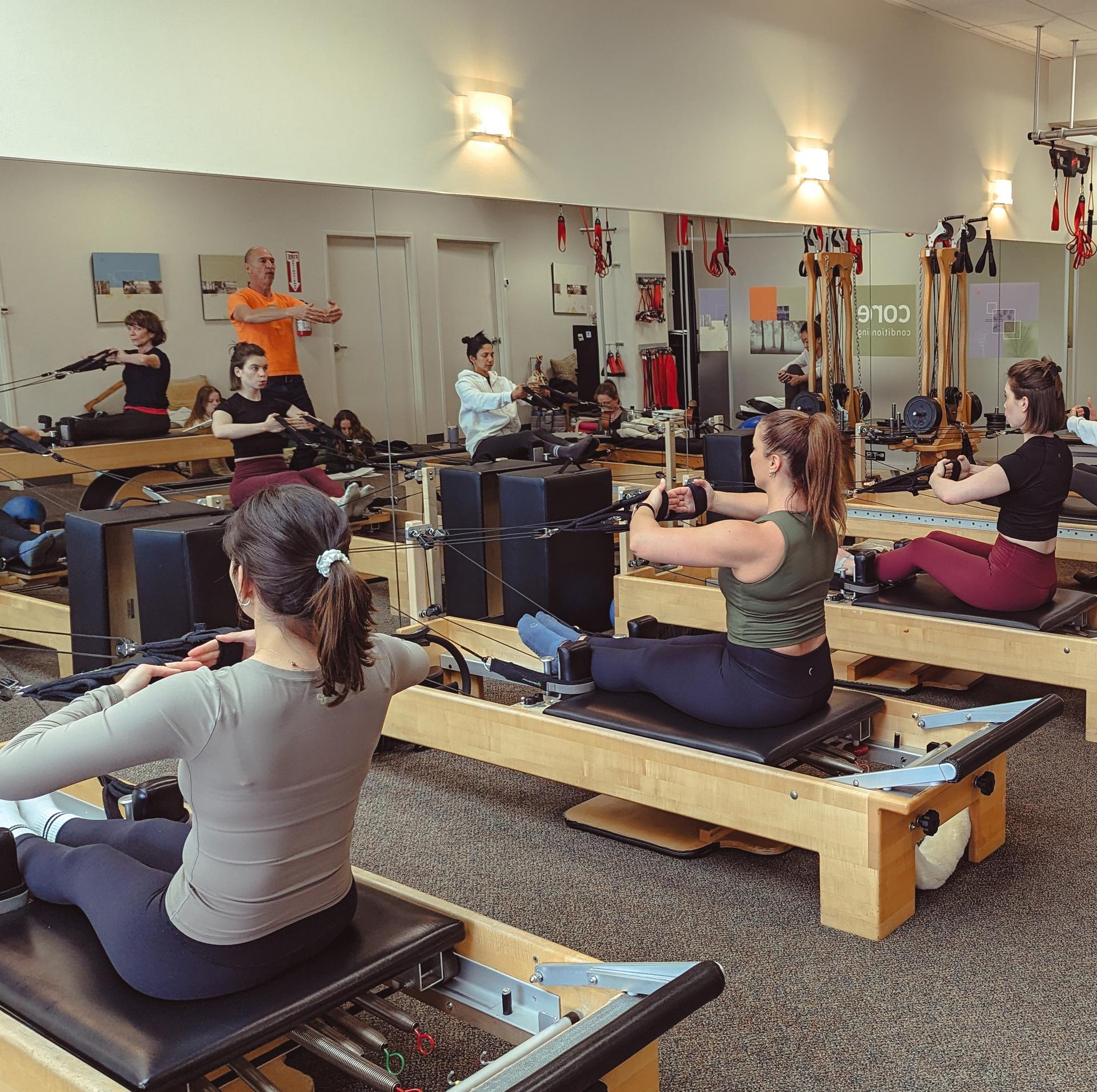 a group of people in a gym
