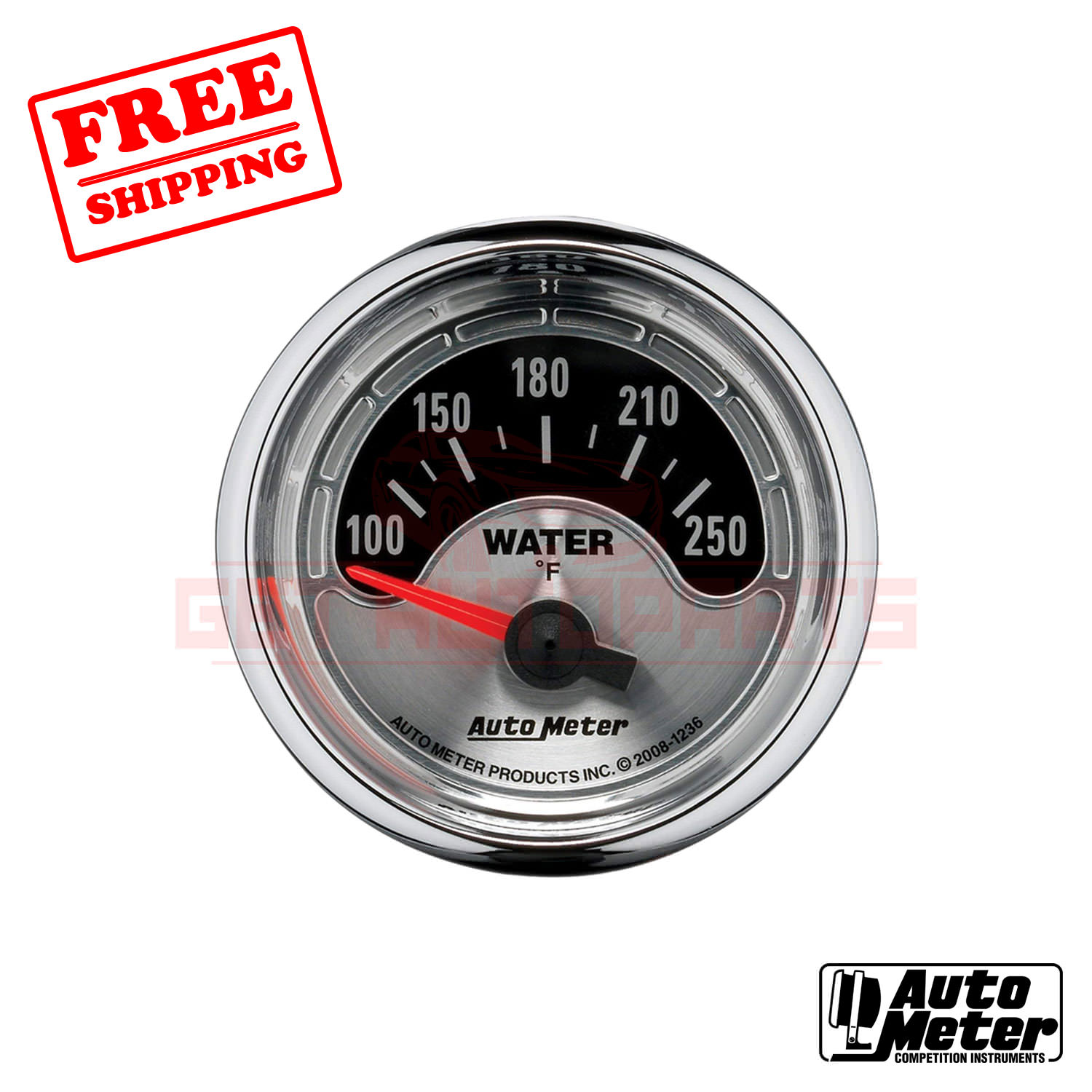 Auto Meter 1236 2-1/16" American Muscle Water Temperature Gauge 100-250 °F NEW