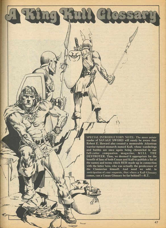 Documentary paratext: “A King Kull Glossary.” Savage Sword of Conan #14 (September 1976). Marvel Comics. 