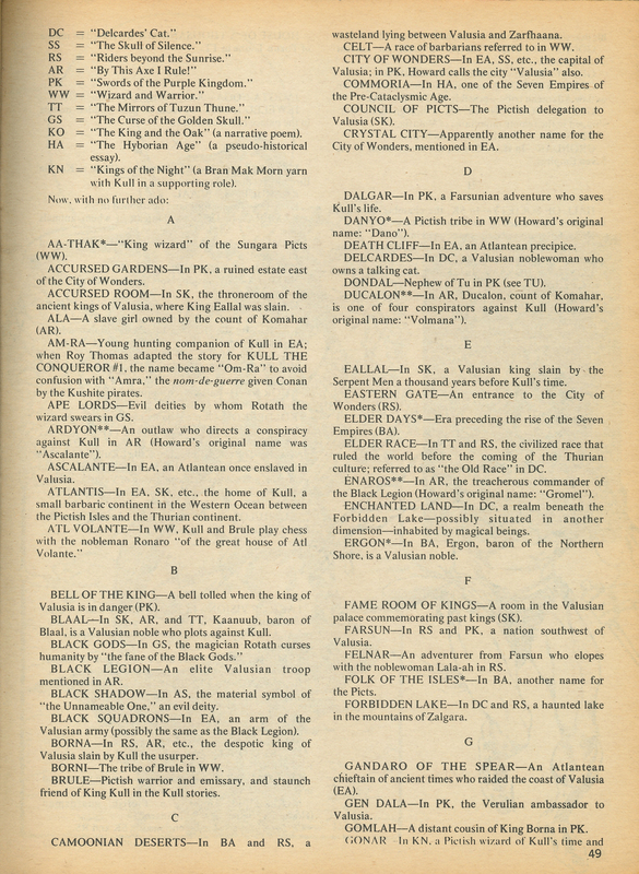 Documentary paratext: “A King Kull Glossary.” Savage Sword of Conan #14 (September 1976). Marvel Comics. 