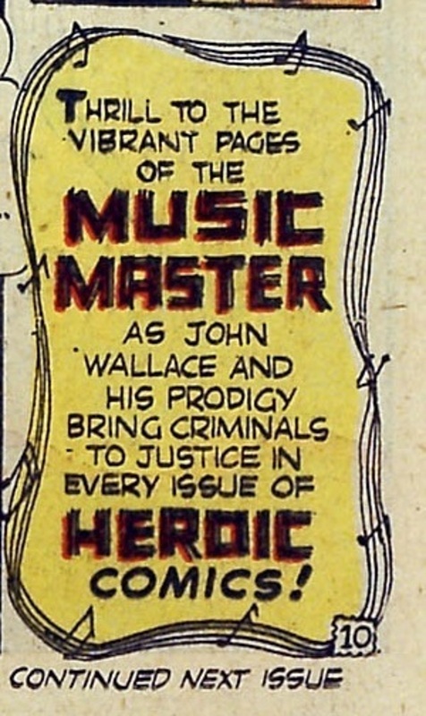 Note: "Music Master of Heroic Comics." Heroic Comics #16 (January 1943). Eastern Color. Detail.