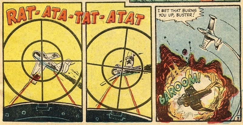 Typeface: Warfront #33 (March 1958). Harvey Comics. Detail.