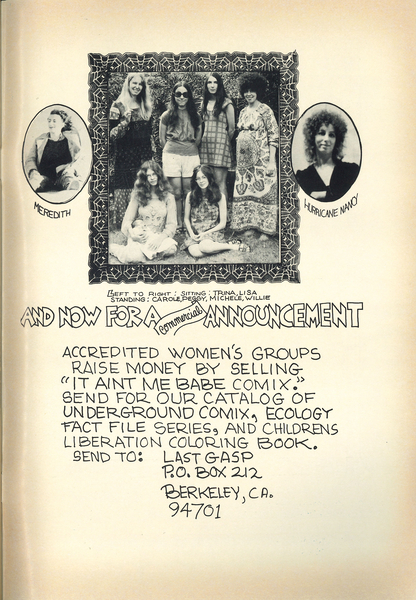 Advertisement: It Aint Me Babe Comix (July 1970). Last Gasp. 