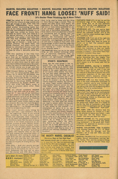 Publisher’s peritext: “Marvel Bullpen Bulletins.” Daredevil #36 (January 1968). Marvel Comics. 