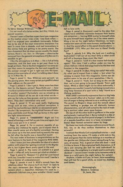 Correspondence: “E-Mail.” E-Man #9 (July 1975). Charlton Publications. 