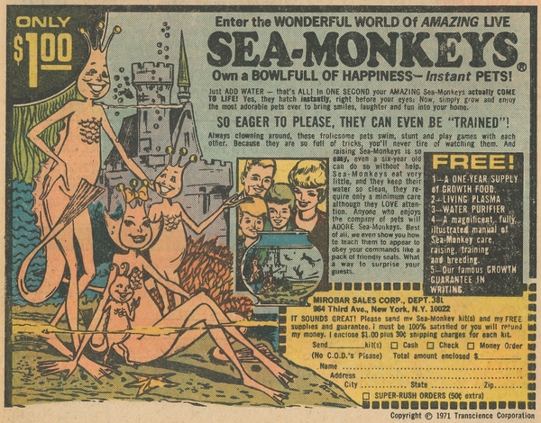 Advertisement: “Sea-Monkeys.” Pep #325 (May 1977). Archie Comics. 