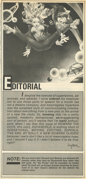 Editorial: Editorial. Howard the Duck #6 (July 1980). Marvel Comics. 