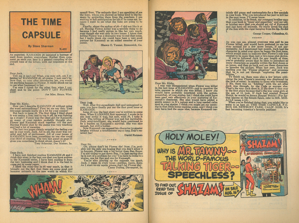 Correspondence: “The Time Capsule.” Kamandi, The Last Boy On Earth #11 (November 1973). DC Comics. 