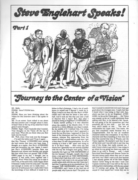Public authorial epitext: “Steve Englehart Speaks: Part 1 ‘Journey to the Center of a Vision.’” Foom #12 (December 1975). Marvel Comics. 