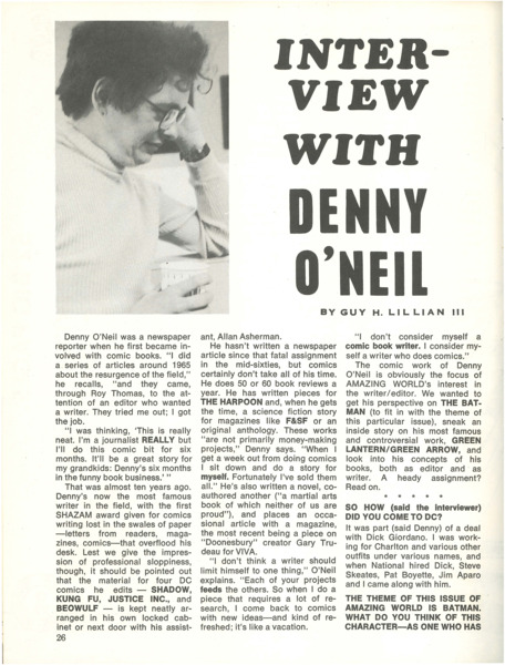 Public authorial epitext: “Interview with Denny O’Neil.” Amazing World of DC Comics #4 (January-February 1975). DC Comics 