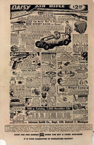 Advertisement: "Daisy Air Rifle..." Kathy #1 (September 1949). Standard Comics. 
