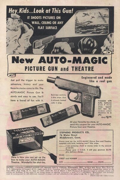 Advertisement: "New AUTO-MAGIC" Kathy #3 (April 1950). Standard Comics. 