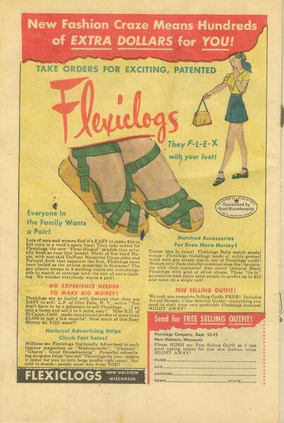 Advertisement: "Flexiclogs" Kathy #11 (May 1952). Standard Comics. 